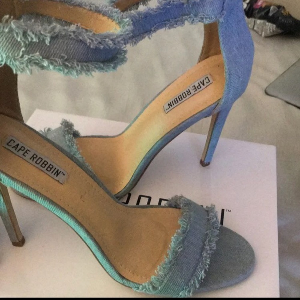 Denim Heels WORN ONCE ONLY